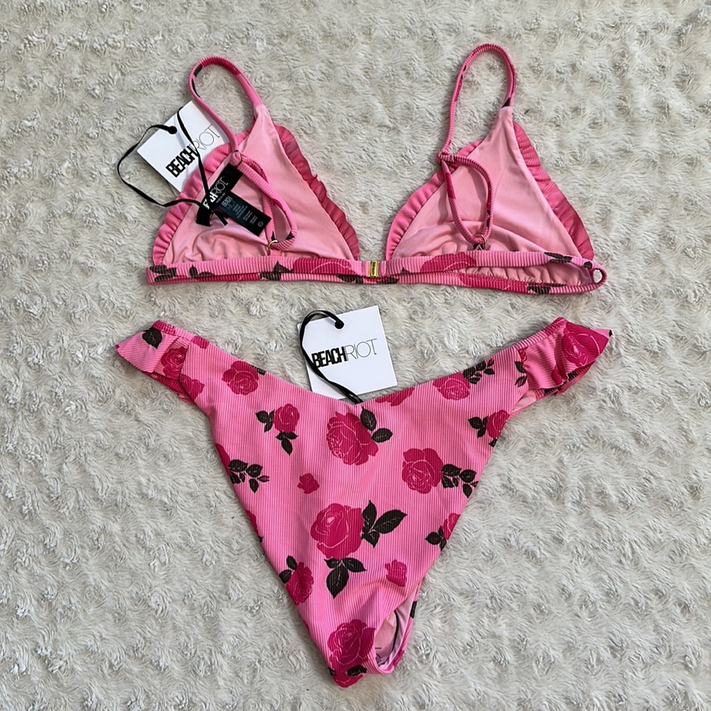 Beach Riot Rosie Paige Rib Ruffle Bikini Set NWT - Picture 10 of 16
